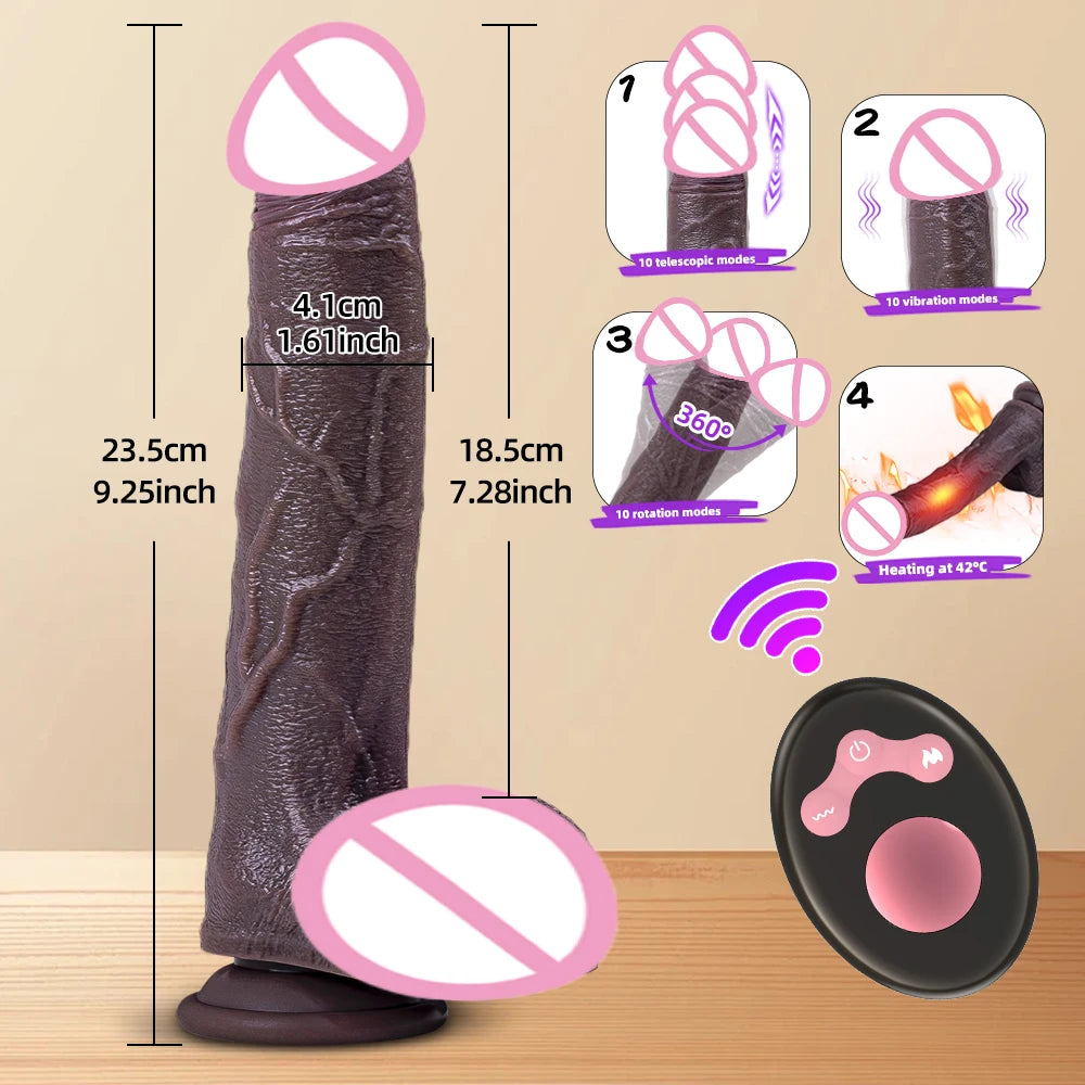 Vibrator dildo xxl realistic big cock telescopic heated spinning penis expansion vibratory massager female couple sex toys 18