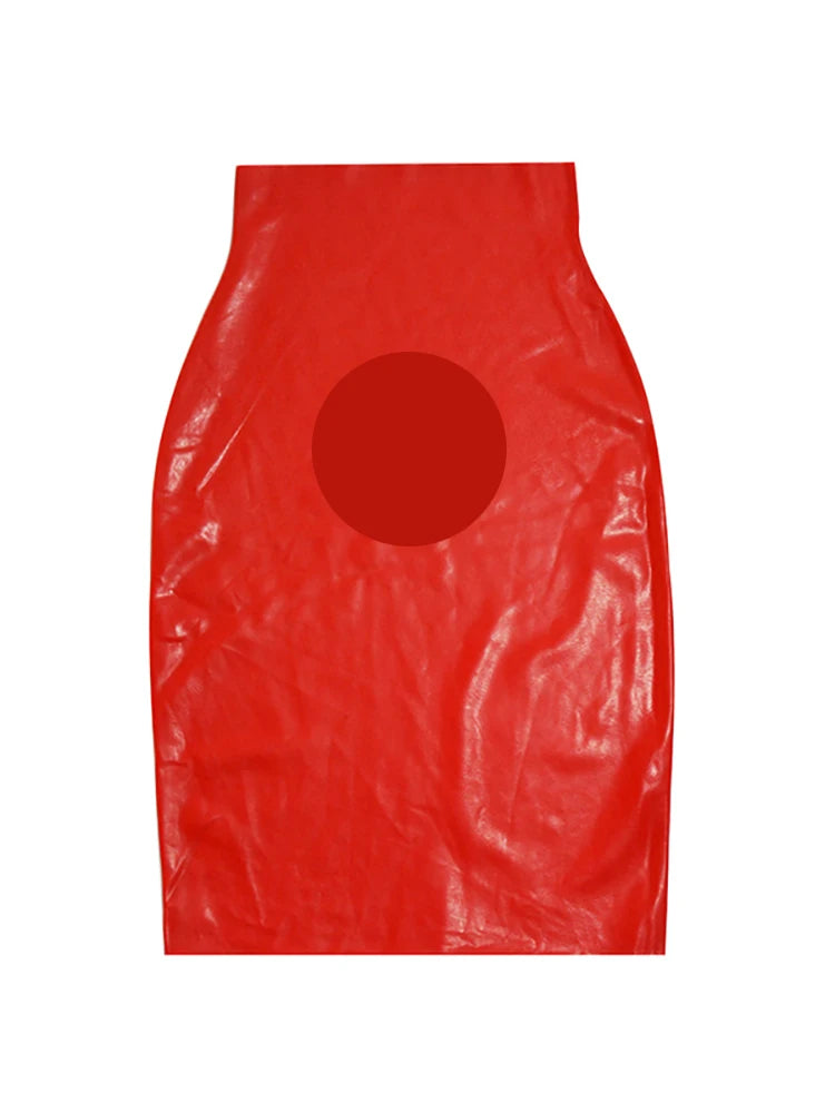 Latex Skirt  Seamless Dress sexy Women Pareos Fetish Apparel under  to the knees cosplay