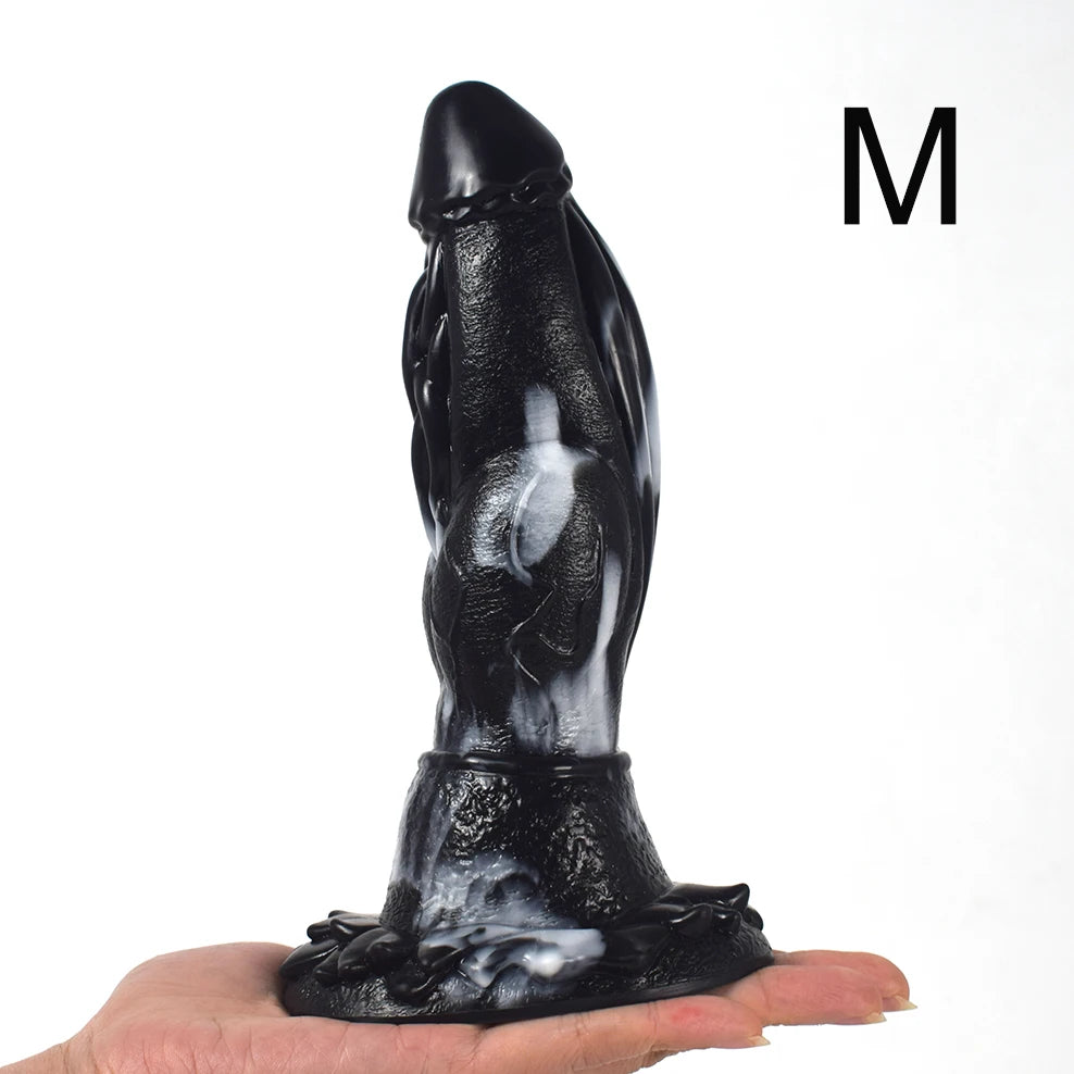 FAAK Luminous Dragon Dildo With Suction Cup Knot Dog Penis Size S M L Female Masturbator Glowing In Dark Silicone Sex Toys