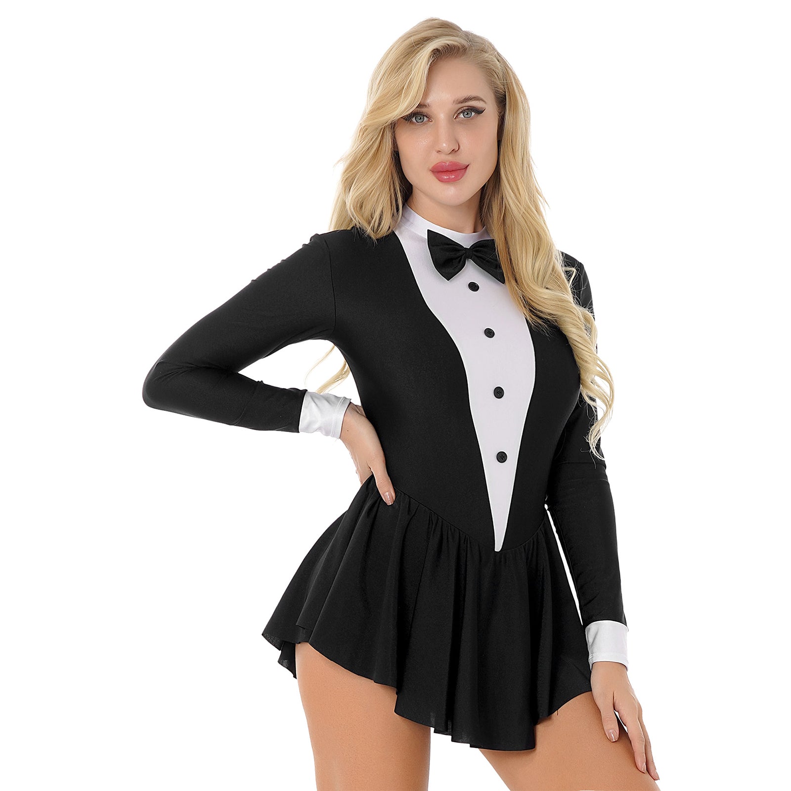 Womens Magician Waitress Cosplay Cosplay Costume Gymnastics Ballet Leotard Adult Tuxedo Outfits Clubwear Figure Skating Dress