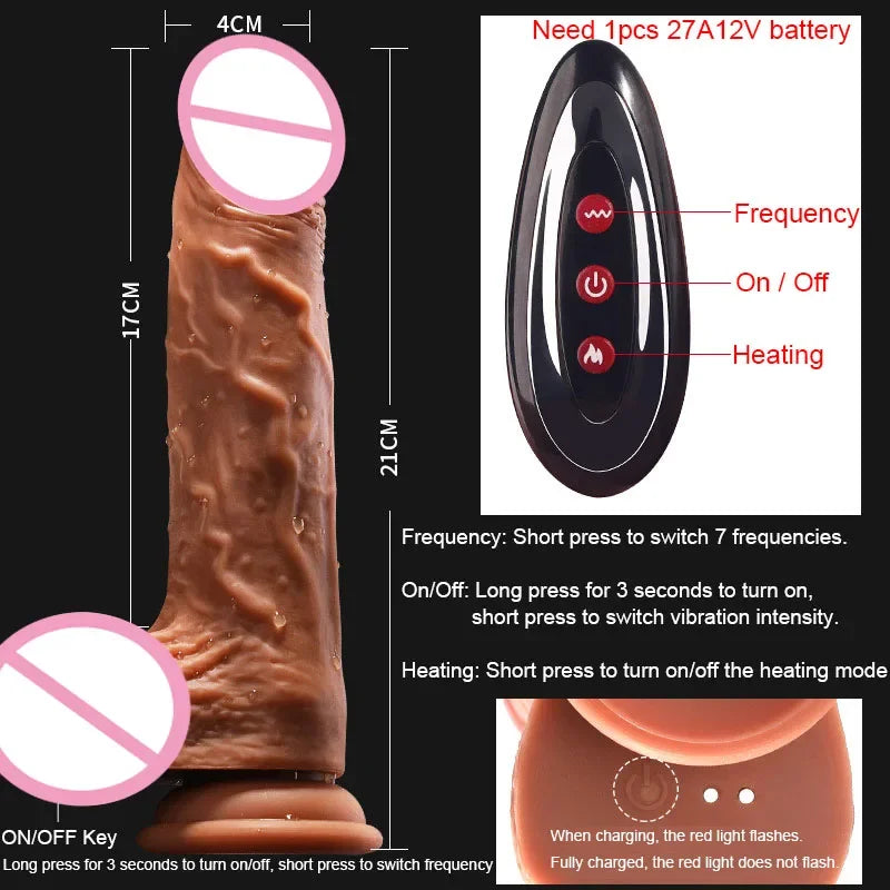 Telescopic Thrusting Heating Dildo Vibrator G-spot Massage Swing Huge Realistic Penis Vibrator Sex Toys for Women Sex Products