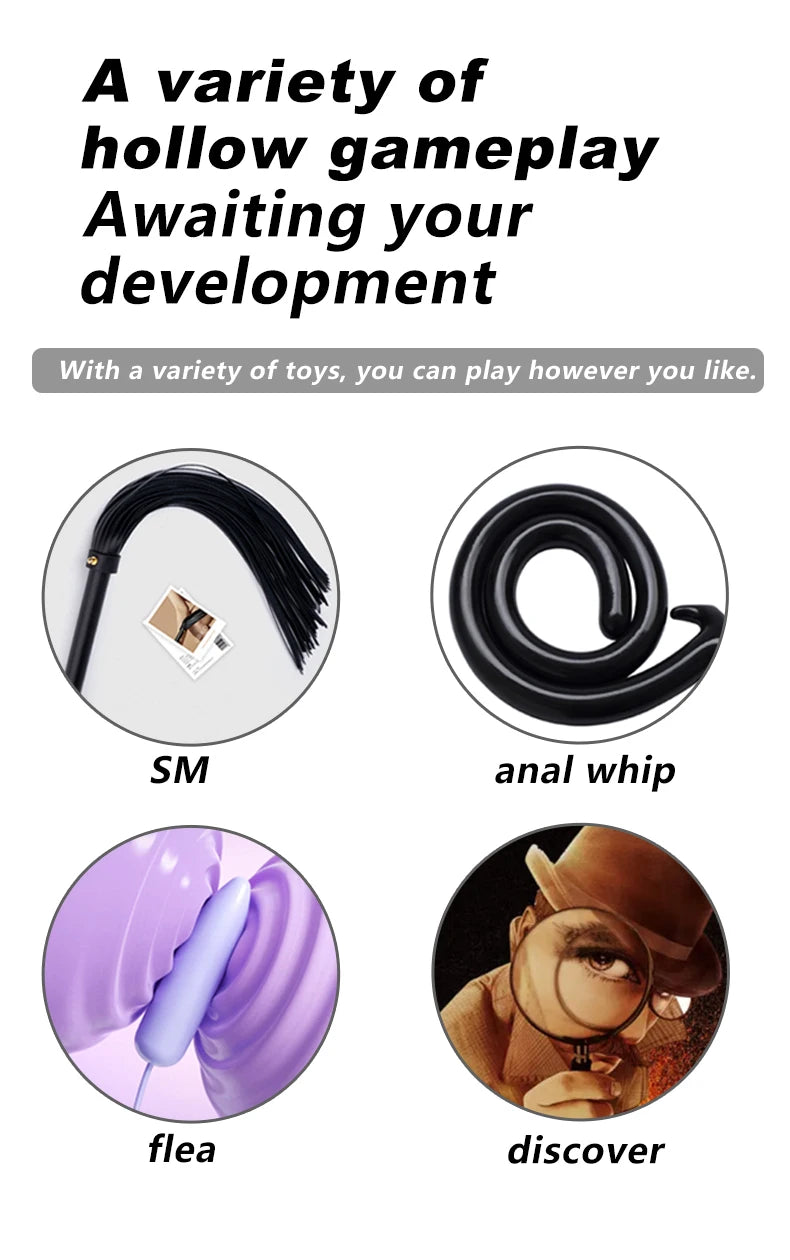 Hollow Anal Plug With plug Prevent liquid leakage Recklessly peeping Easy Enema Vaginal Anal masturbation Butt Plug BDSM Sex Toy