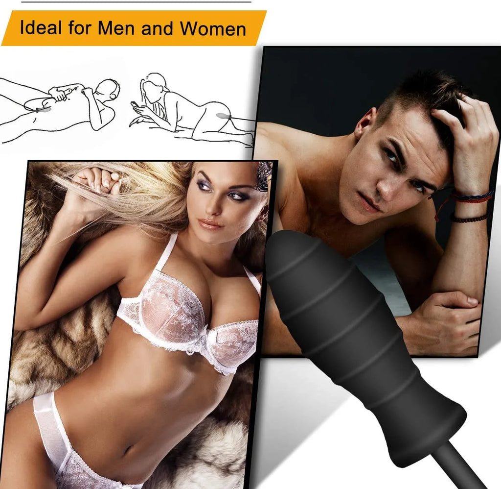 Inflatable Anal Plug with Metal Ball for Men&Women Extra Large Prostate Massager &G-Spot Stimulator Premium Comfort Anal Dilator
