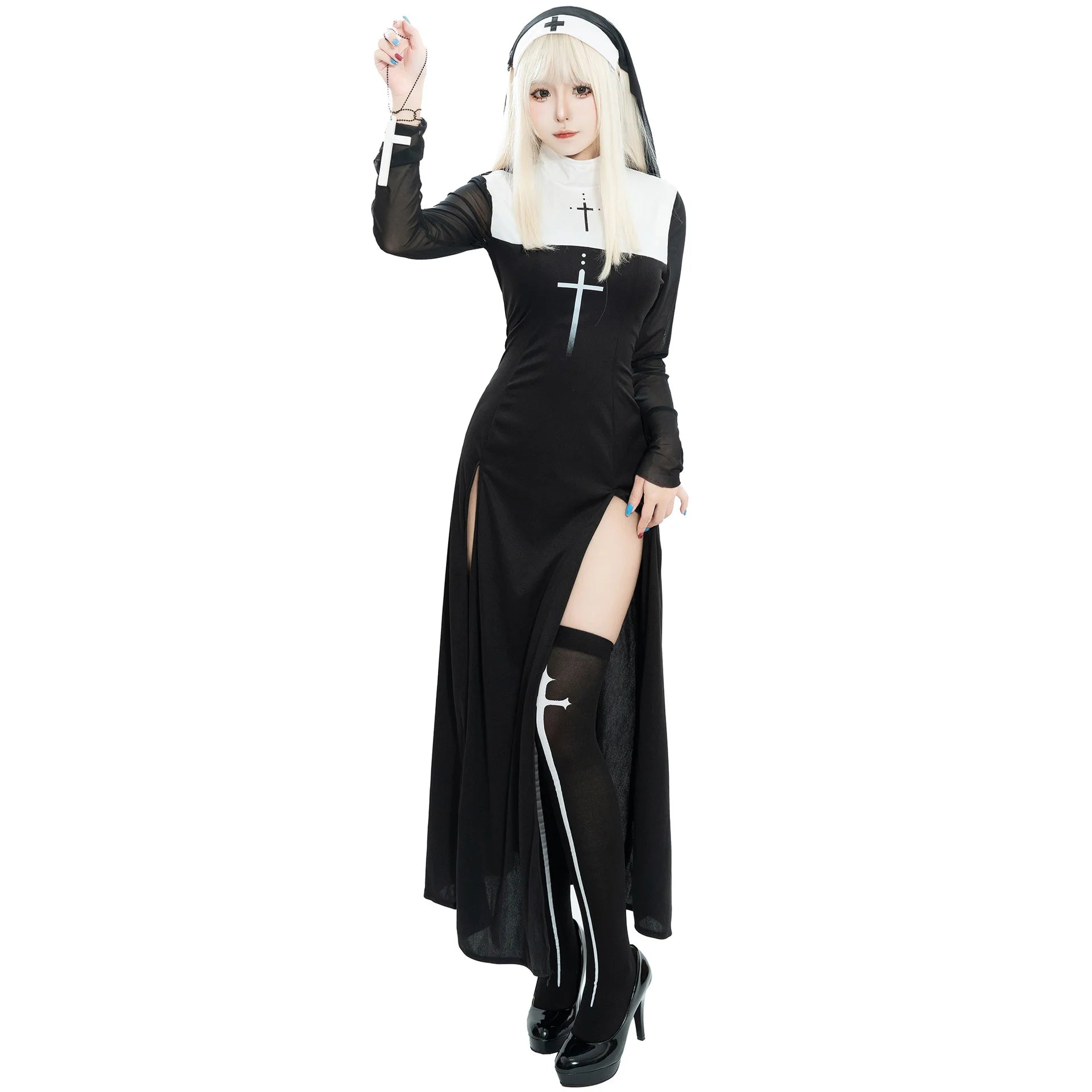 Cute Women Anime Nun Costume Cosplay Shows Outfit Sexy Ladies Halloween Performance Fancy Dress Up Sister Cos Uniform