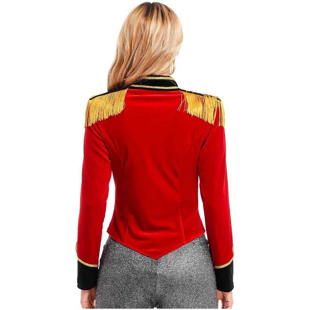 Womens Marching Band Drummer Costume Long Sleeve Circus Ringmaster Jacket Nutcrackers-hat Honor Guard Uniform Drum Major Outfits