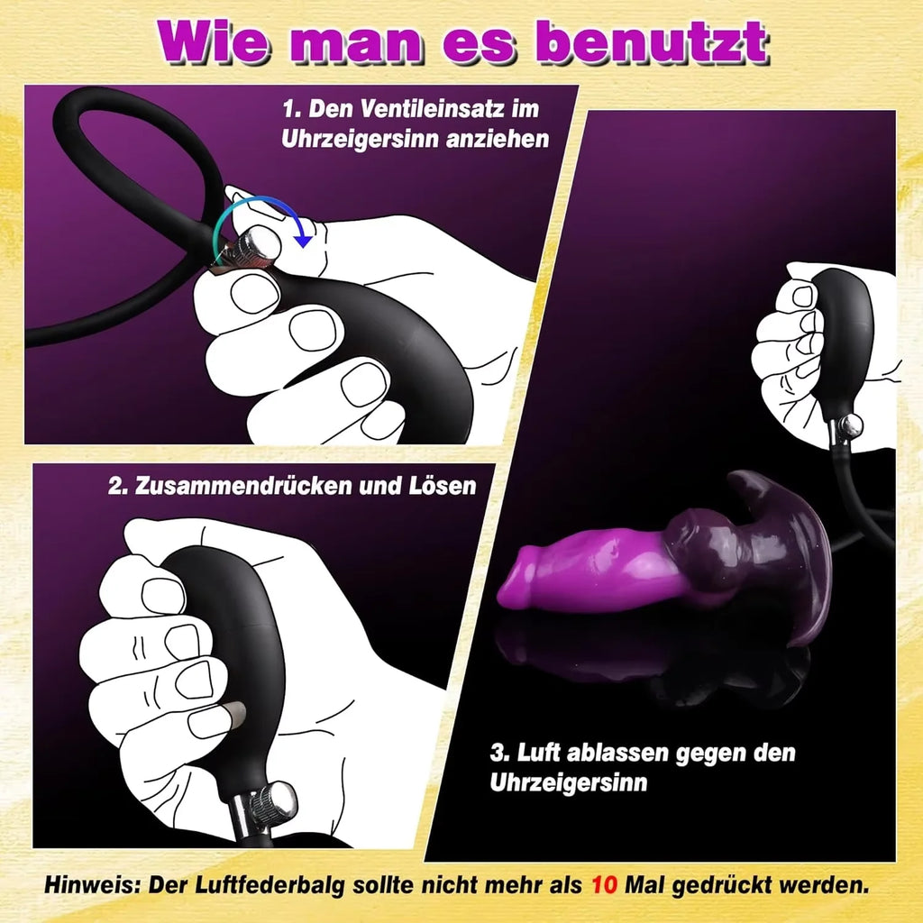 New Inflatable Animal Dildo - P Spot Stimulator Wearable Anal Plug Soft Fake Penis Buttplug Sex Toys For Women Men 18+