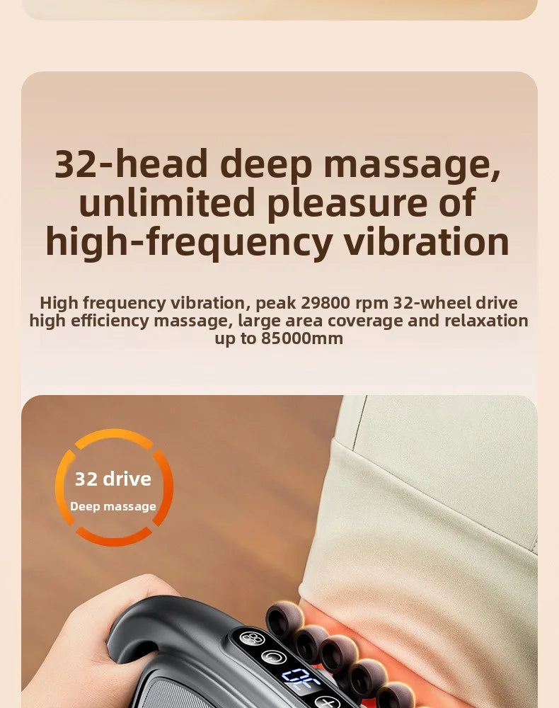 32 Massage Heads Massage Gun Deep Tissue Muscle Professional High Quality Wireless Frequency Vibration Red Light Masajeador