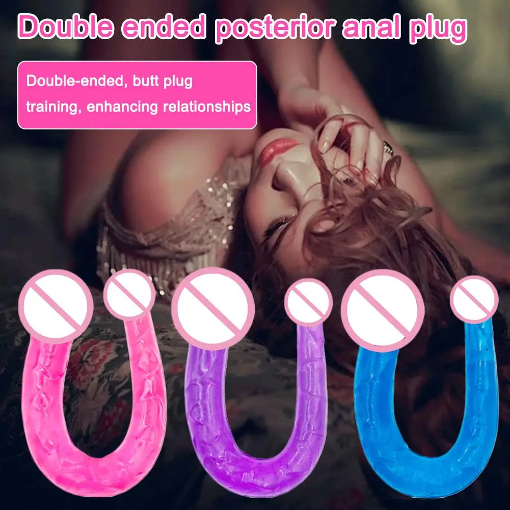Adult Supplies Sex Toy Double Ended Realistic Dildo Long U Type Flexible Jelly Dildos Penis Cock Anal Plug Massager G-spot