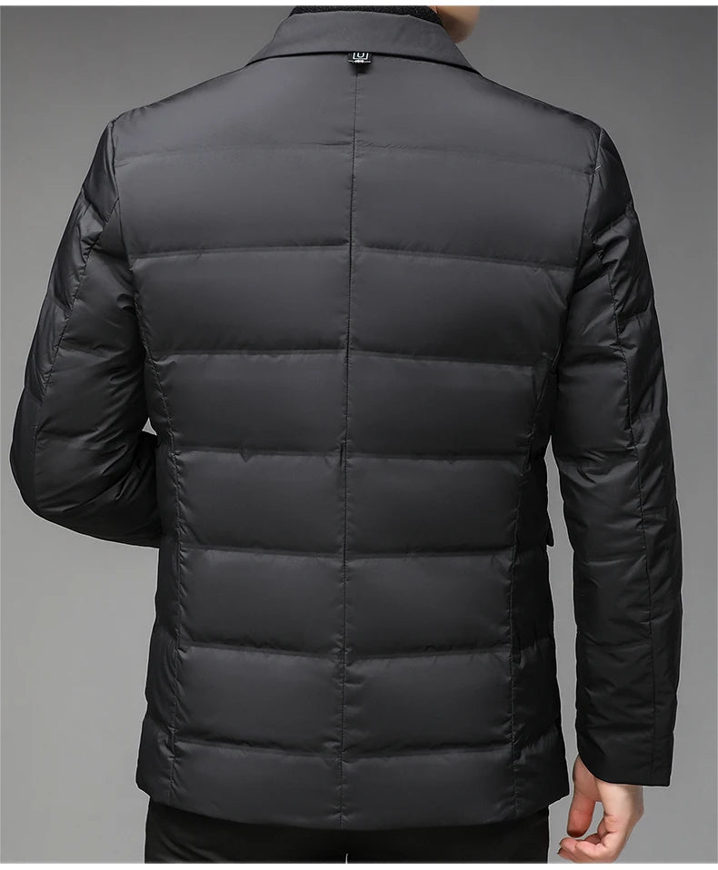 Men's Winter Fashion High-Quality down Jacket 90% White Duck down Warm Coat with Removable Scarf Suit Collar M-4XL Sizes