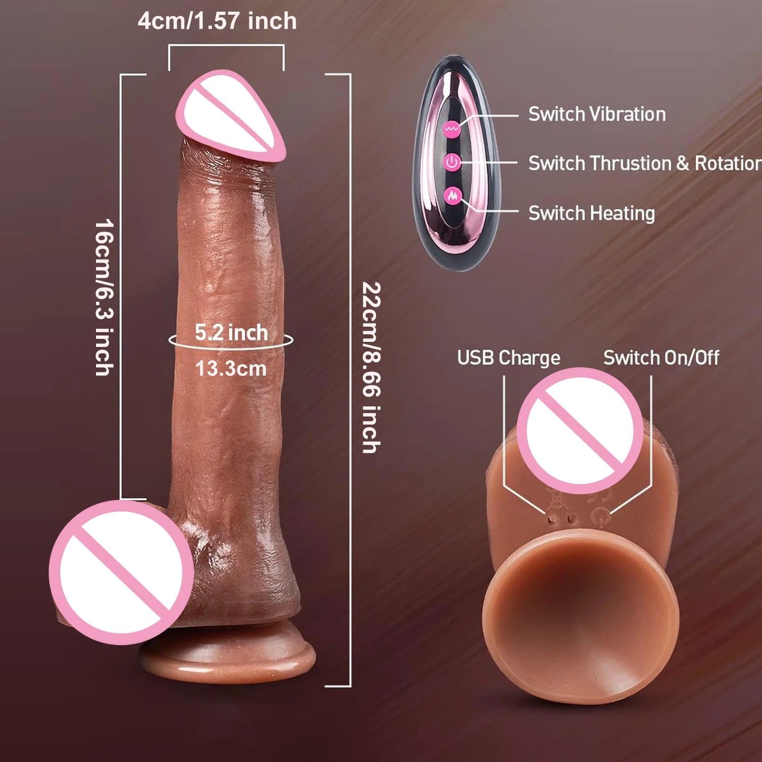 Big Dick Penis Realistic Dildo Telescopic Vibrator Female Masturbator Anal plug for Women Thrusting Adult Sex Toys male Sex shop