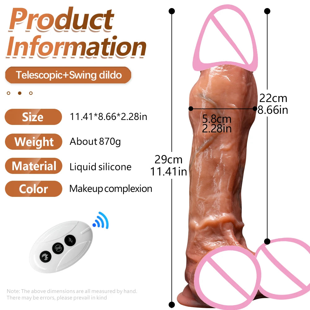 Vibrator XXXL Big Penis 11.4in Realistic Dildo Telescopic Vibrating Heating Anal Butt Plug Sex Toys for Women G Spot Dick Adult