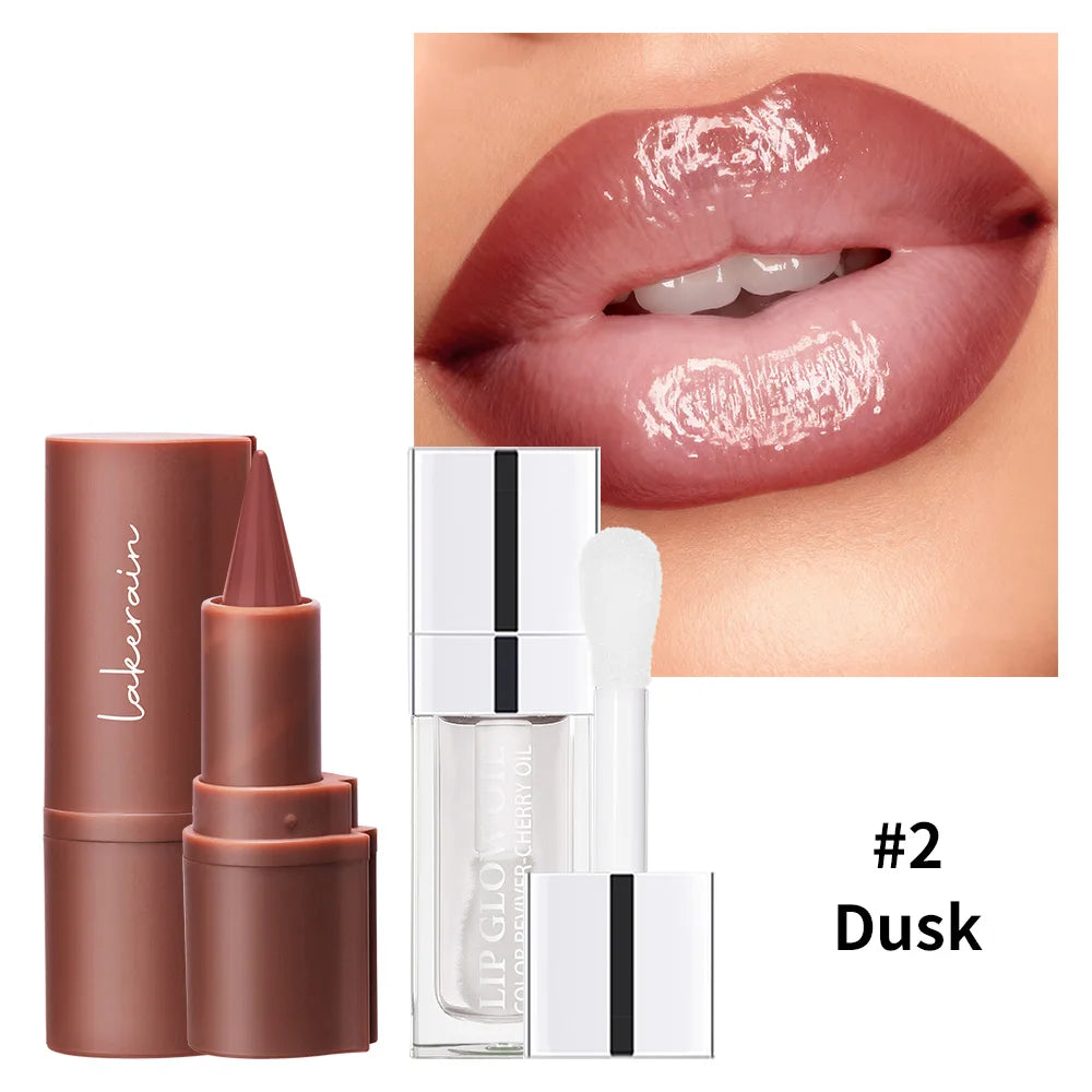 3D Lip Gloss & Lip Liner Set Hydrating Formula Define Lips Precision Application Versatile Makeup Styles Natural Finish Cosmetic