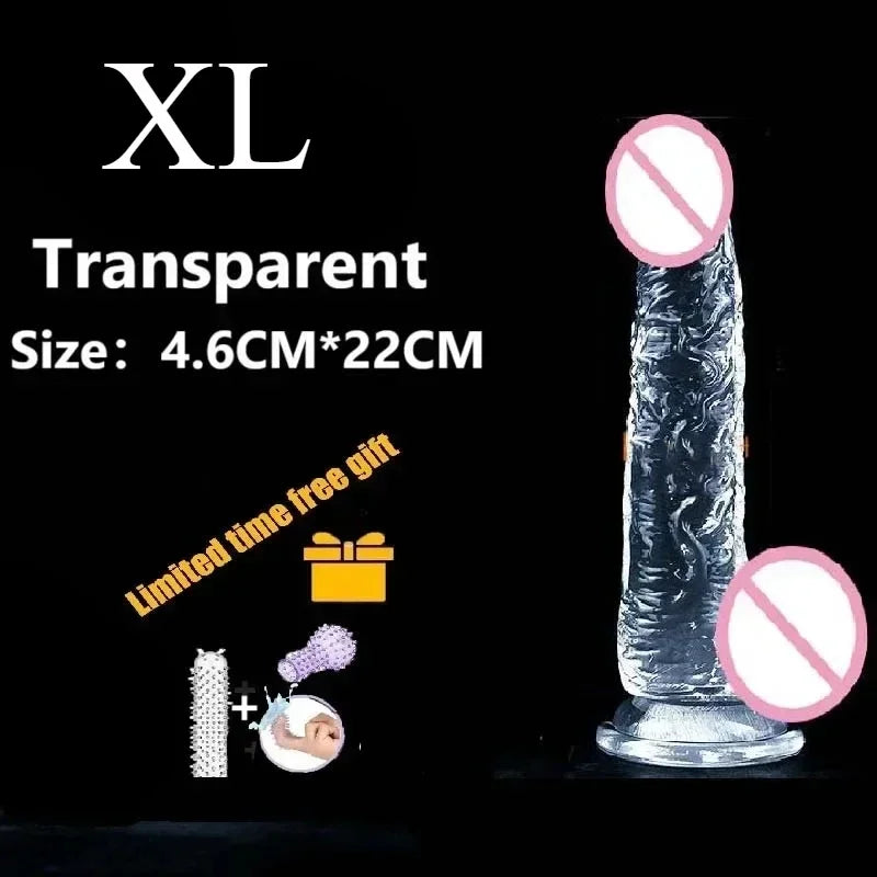 Realistic Transparent Jelly Dildos G-Spot Masturbation Sex Toy for Women Masturbator Vagina Wiht Strong Cup Ddildo Penis Adult18