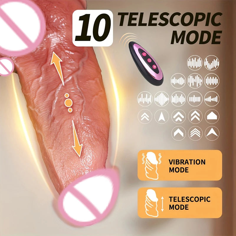 Huge Big Soft  Vibrator Heating Realistic Dildo for Woman Men Wireless Telescopic Big Dick Masturbator Penis G Spot Sex Toys