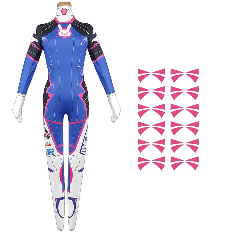 Anime Woman Jumpsuit Tights Dva Cosplay Costume Game Zentai Wig Cosplay Props Headphone Suit D.Va Cos Party Halloween Costumes