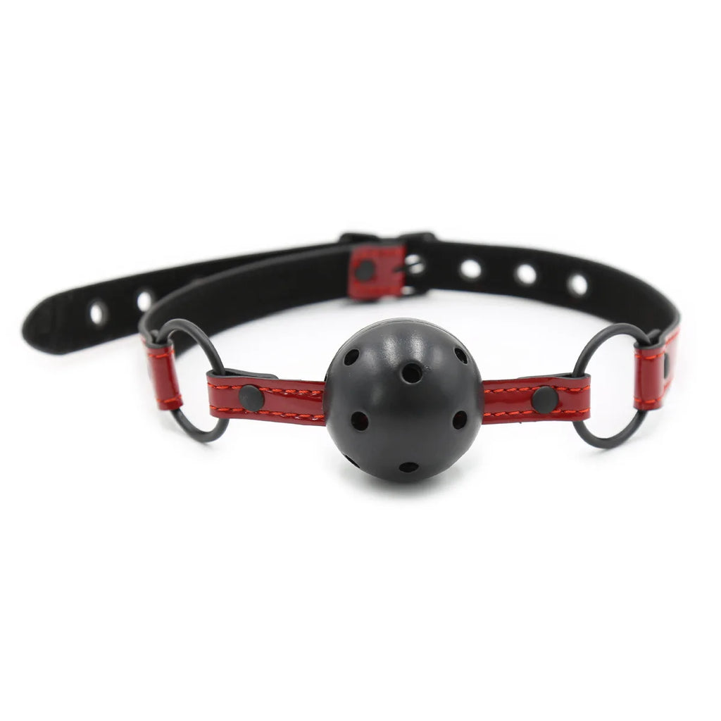 Adult Game SM Sex Toys PU Leather Open Mouth Gag Female Oral Fixation Mouth Stuffed Ball Flirting Bdsm Bondage Party Exotic Shop