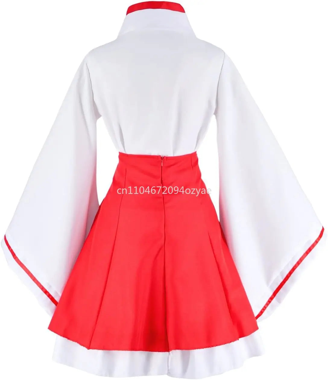 Japanese Anime red and White Kimono Fox Cosplay Costume with Socks