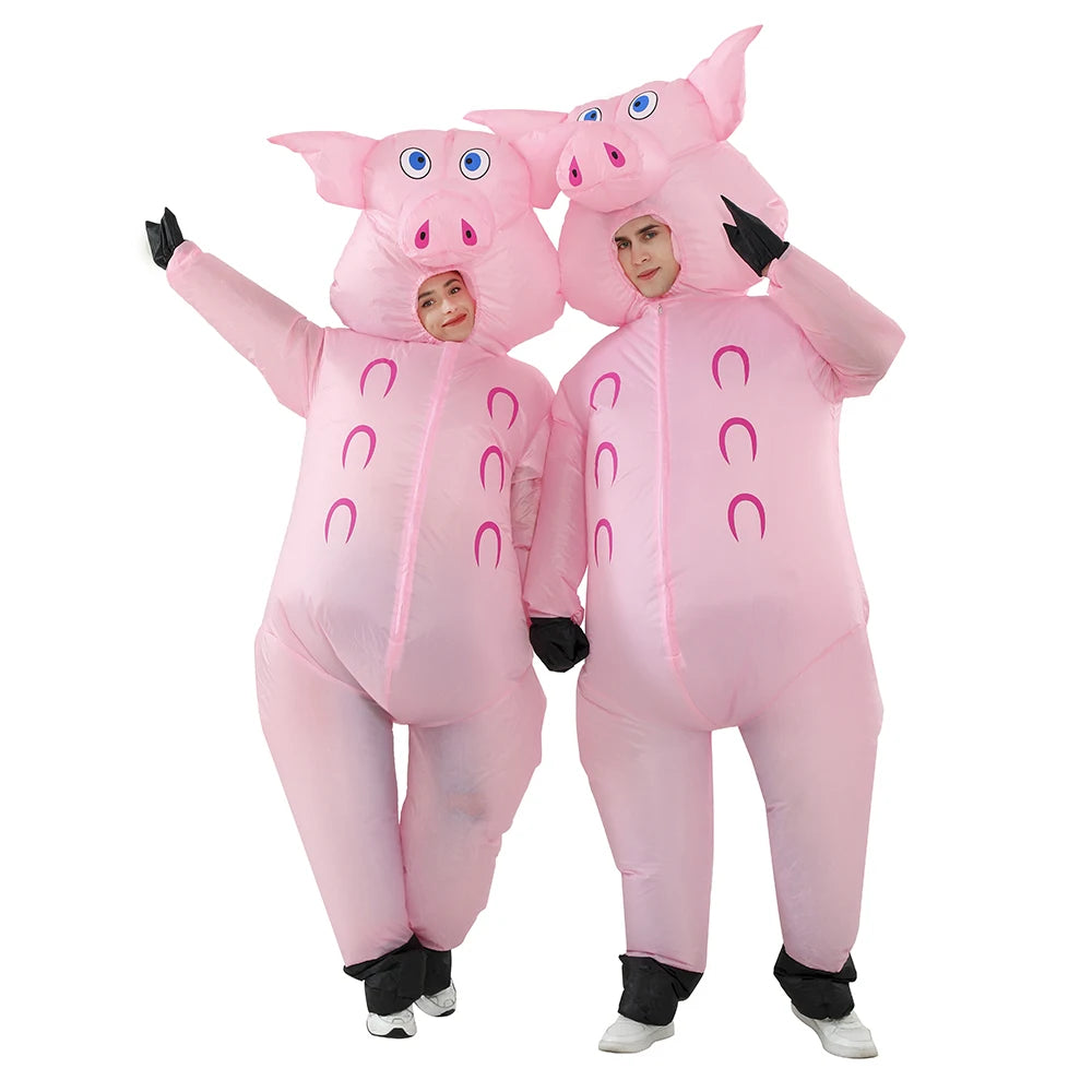 Adult Mascot Pink Pig Inflatable Costumes Halloween Cosplay Costumes for Man Woman Animal Party Role Play Disfraz