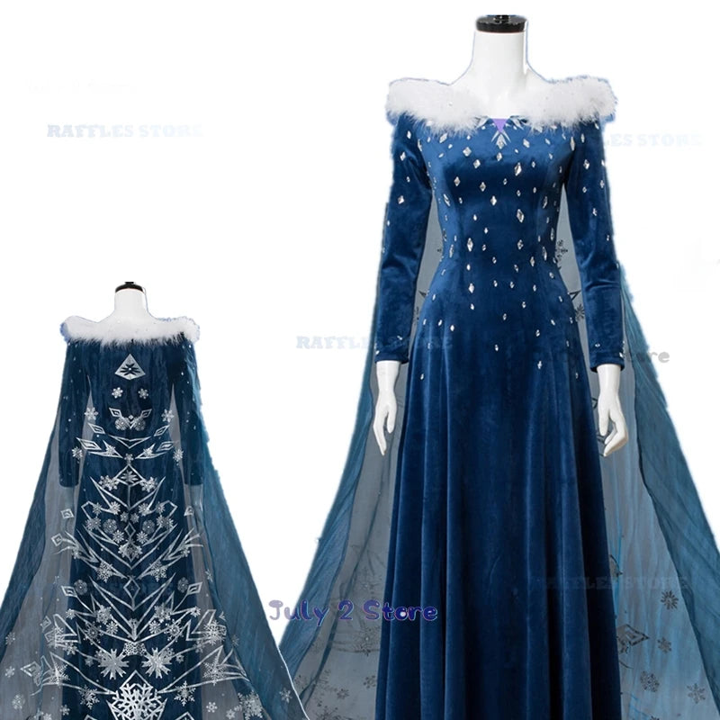 Adult Kid Ice Winter Queen Anime Princess Cosplay Costume Elsa Fantasia Cloak Halloween Party Women Ball Dress Stage Uniforms