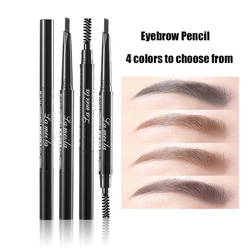 4 Color Waterproof Matte Eyebrow Pen Makeup Double Head Long Lasting Brown Non-Smudged Eye Brow Pencil Tint with Brush Cosmetics