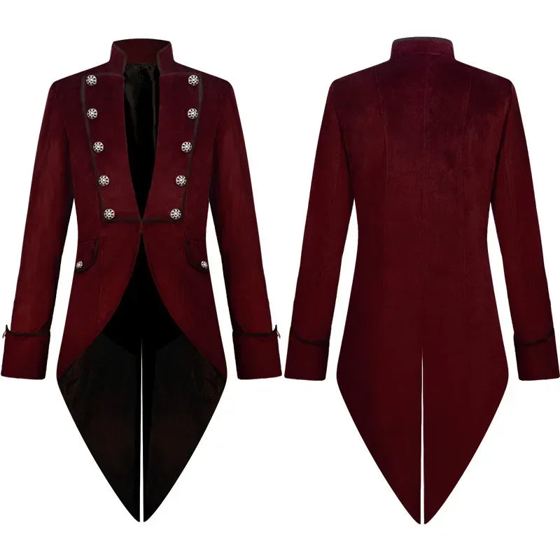 2025 Steampunk Women Men Medieval Dress costume Velet Stand Collar Tailcoat Gothic Vampire Cosplay Jacket Coats S-5XL