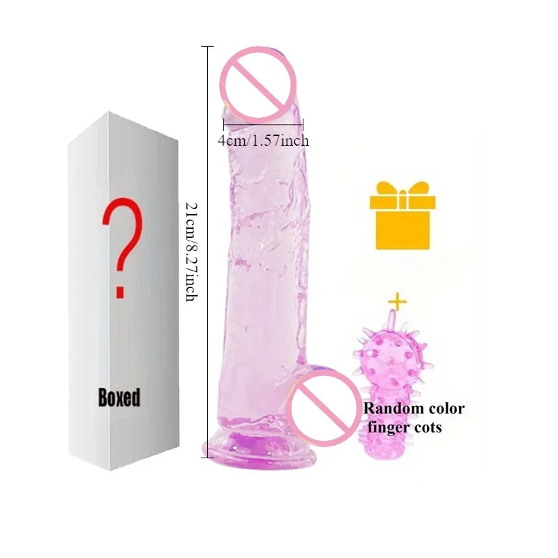 Realistic Transparent Jelly Dildos G-Spot Masturbation Sex Toy for Women Masturbator Vagina Wiht Strong Cup Ddildo Penis Adult18