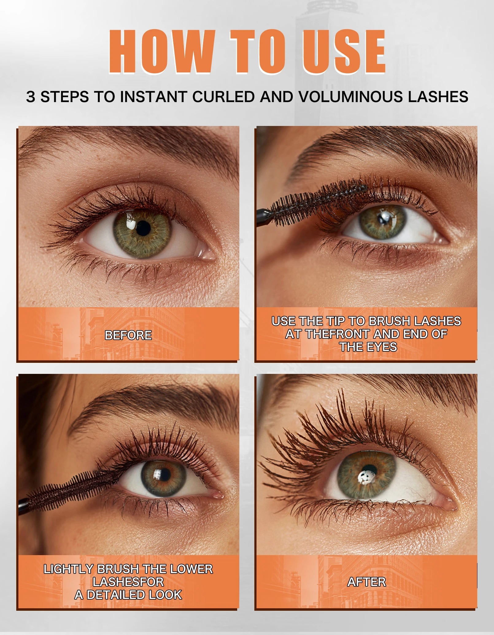 2 Color Waterproof Mascara | Long-Lasting, Smudge-Proof, Curling Formula Black & Green Shades, Formaldehyde-Free Eyelash Primer