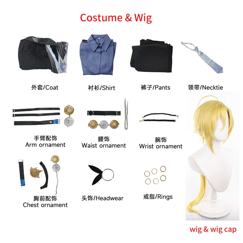 Game ZZZ Hugo Vlad Cosplay Costume Wig Hair Zenless Zone Hugo Cosplay Men Role Play Carnival Outfits for Anime Events