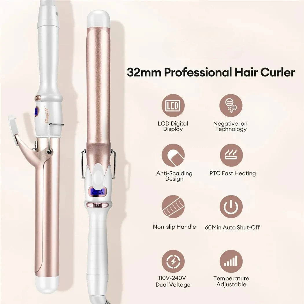 32mm 38mm Electric Hair Curler for Women Professional Ceramic Curling Iron Adjustable Temperature Hair Styling Tool