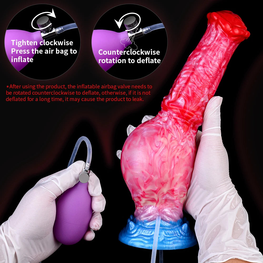 NNSX Long Horse Inflatable Squirting Anal Plug Strong Sucker for Women Masturbator Female Vagina Massage Butt Plug Sex Product