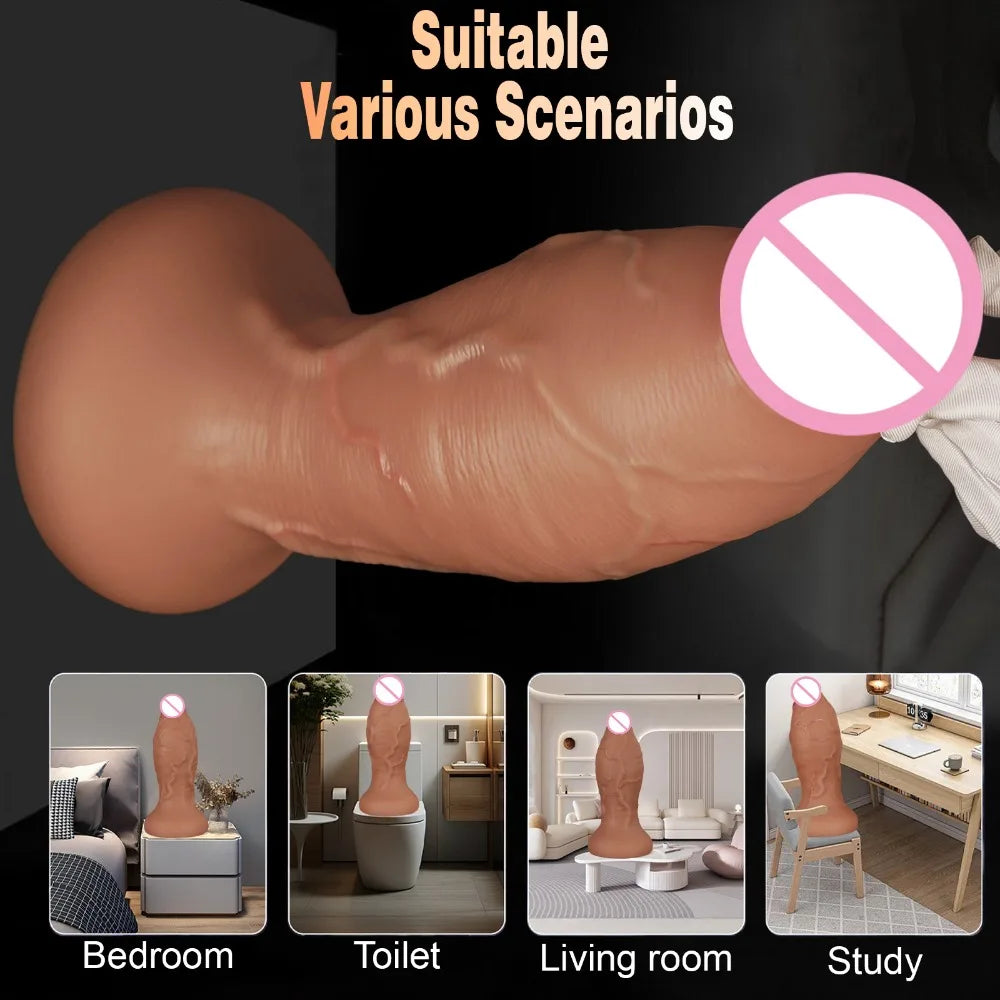 XXL Giant Realistic Dildo Anal Plug 13.2CM Super Thick Soft Silicone Huge Butt Plug Anal Dilator with Suction Cup Adult Sex Toys