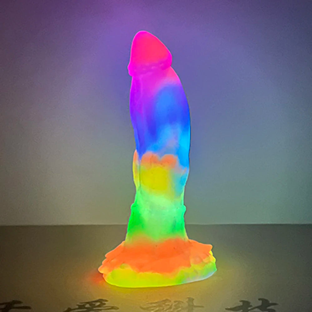 FAAK Luminous Dragon Dildo With Suction Cup Knot Dog Penis Size S M L Female Masturbator Glowing In Dark Silicone Sex Toys