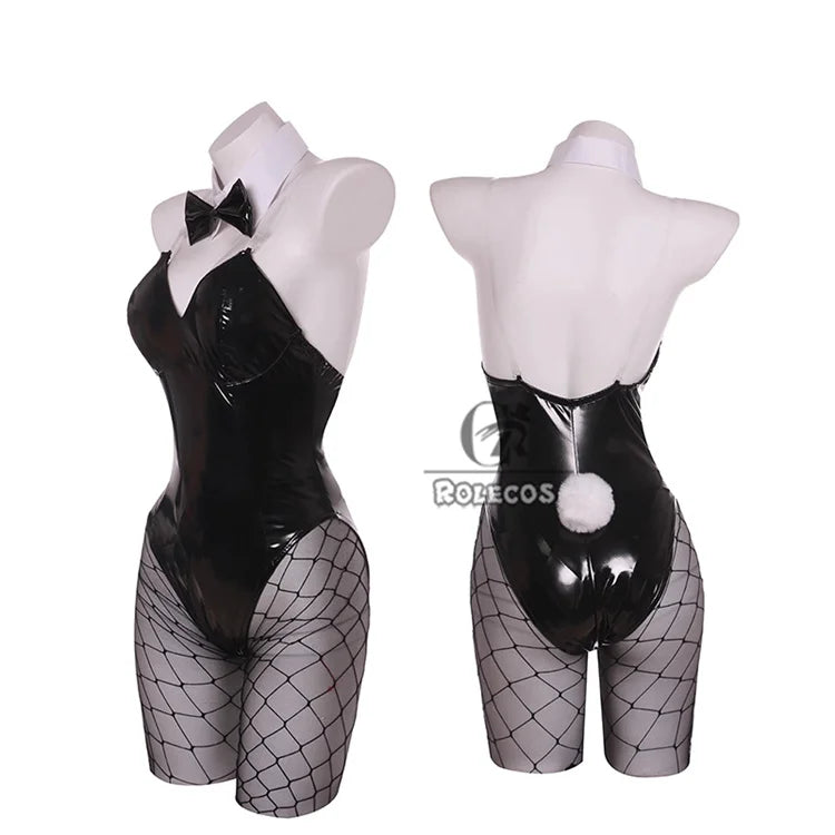 ROLECOS Game Red Black Bunny Suit Women Elastic Leather Fabric Sexy Cosplay Suit Halloween Christmas Jumpsuits
