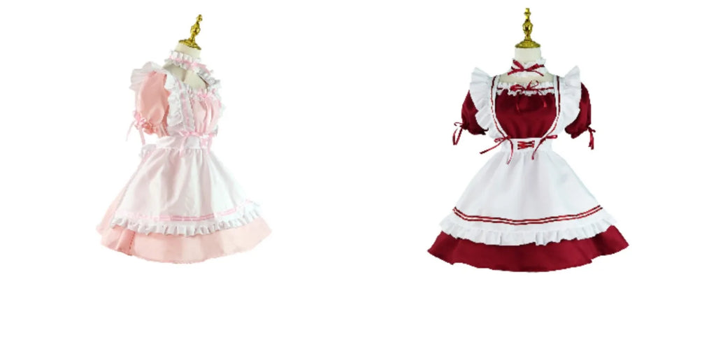 Black Pink Lolita Maid Costumes Cute Girls Women Lovely Maid Cosplay Costume Animation Show Japanese Outfit Dress Clothes S-5XL