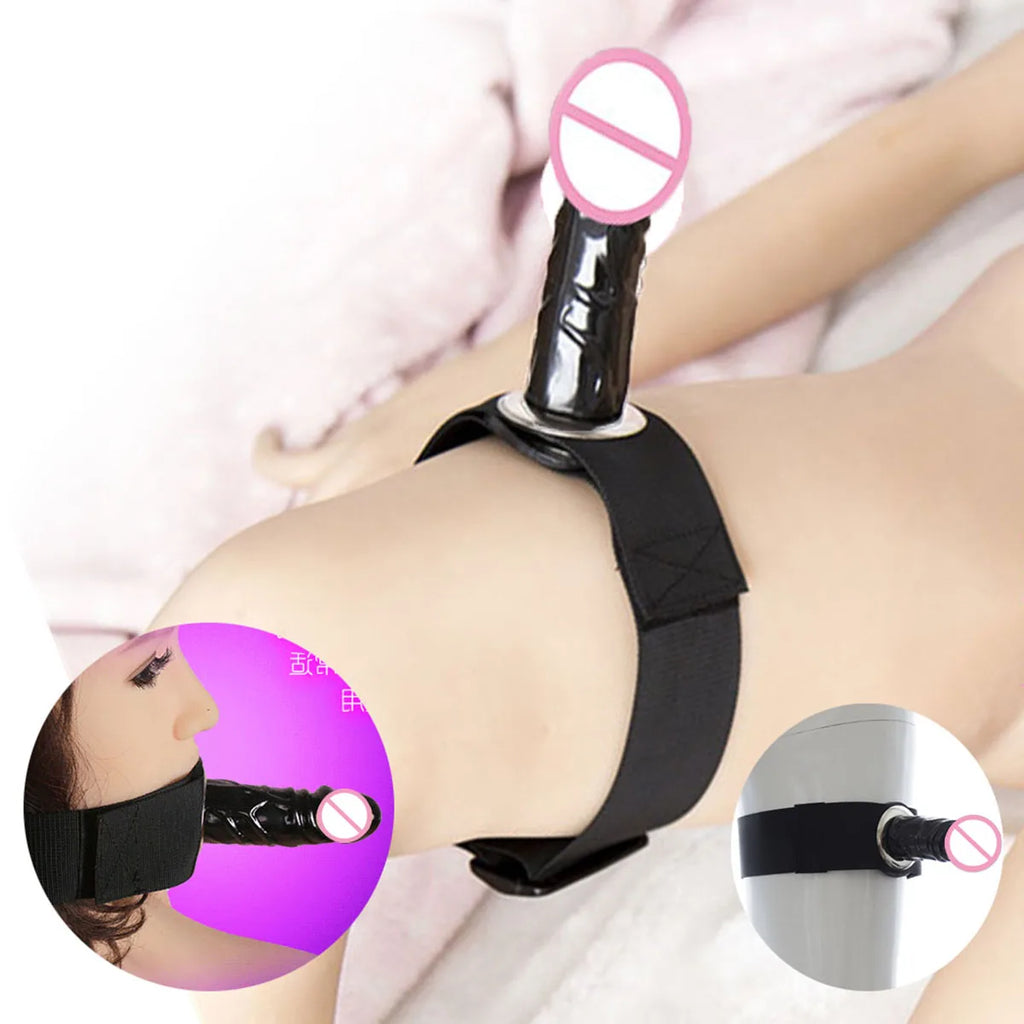 Couple BDSM Sex Games Dildo Strapon Penis Female Male Masturbation Stimulator Lesbian Gay Silicone Dildo Sex Toys Mouth Gag Set