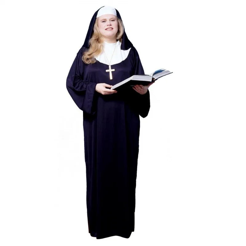 Halloween Costume Women's Nun Costume Traditional Adult Sister Black Robe Religious Costumes CosplayHalloween Costumes for Women