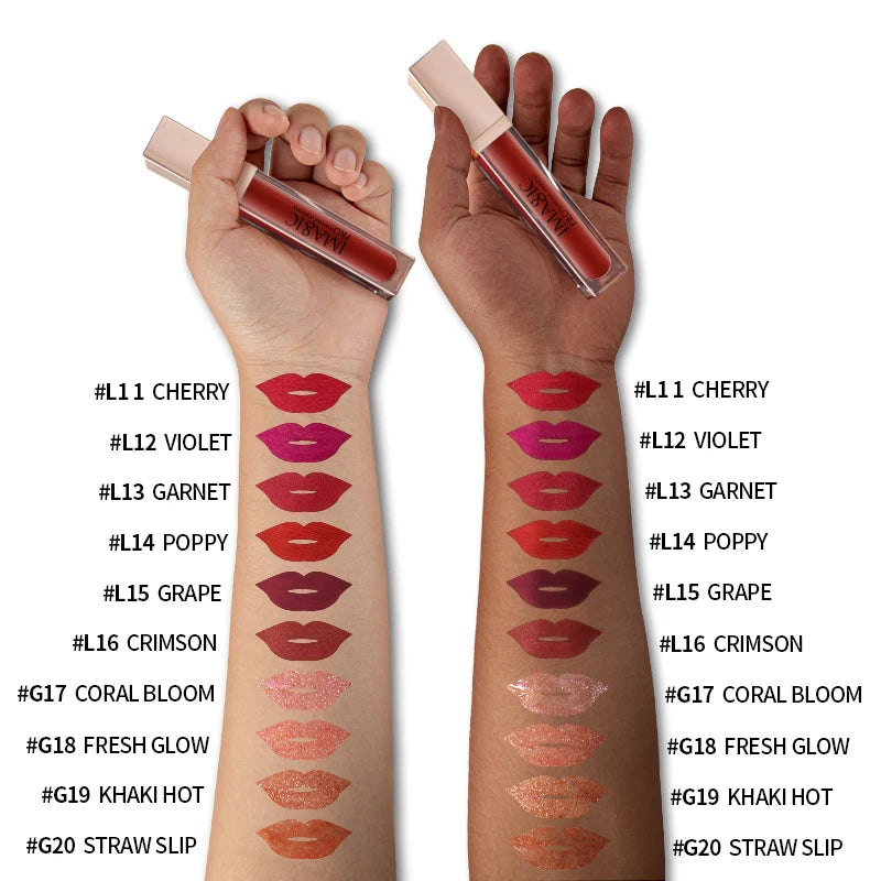 IMAGIC 20Colors Lip Glaze&Gloss Long Lasting Matte Moisturizing Lightweight Pigment Liquid Lipstick Silky Texture Women Makeup