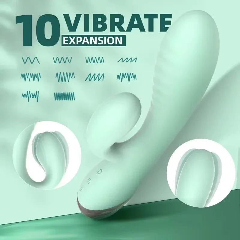 Inflatable Enlarge Vibrator G-point Massager Dildo Clitoris Vagina and Anus Vibrator 10-Frequency Vibration Waterproof Sex Toys