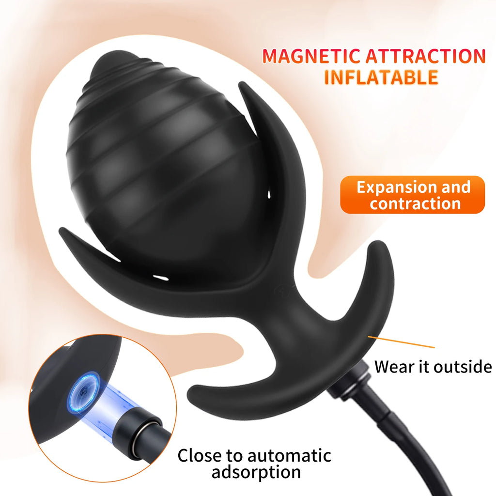 Magnetic Suction Inflatable Butt Plug Extendable Anal Dilator Butt Plug Anal Massage Masturbator Adult Sex Toys for Couples 18+