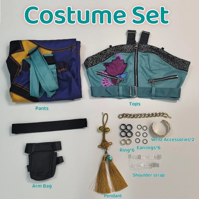 Anime KPop Demon Cos Hunters Superstar Zoe Cosplay Costume Zoey Wig Ring Full Set Girl Group Suit Women Halloween Party Roleplay