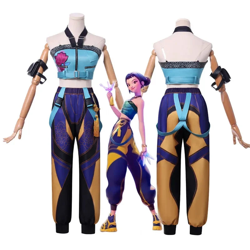 Anime KPop Demon Cos Hunters Superstar Zoe Cosplay Costume Zoey Wig Ring Full Set Girl Group Suit Women Halloween Party Roleplay