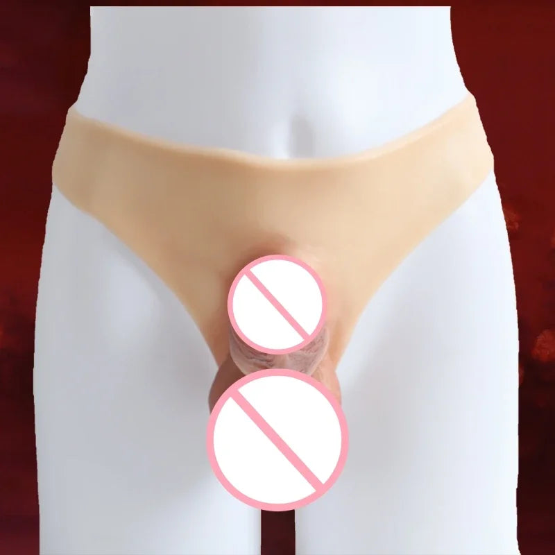 Silicone Wearable Underwear with Giant Dildo, Sex Toy Huge Dildo Panties with Realistic Penis, Simulate Skin Texture G Spot