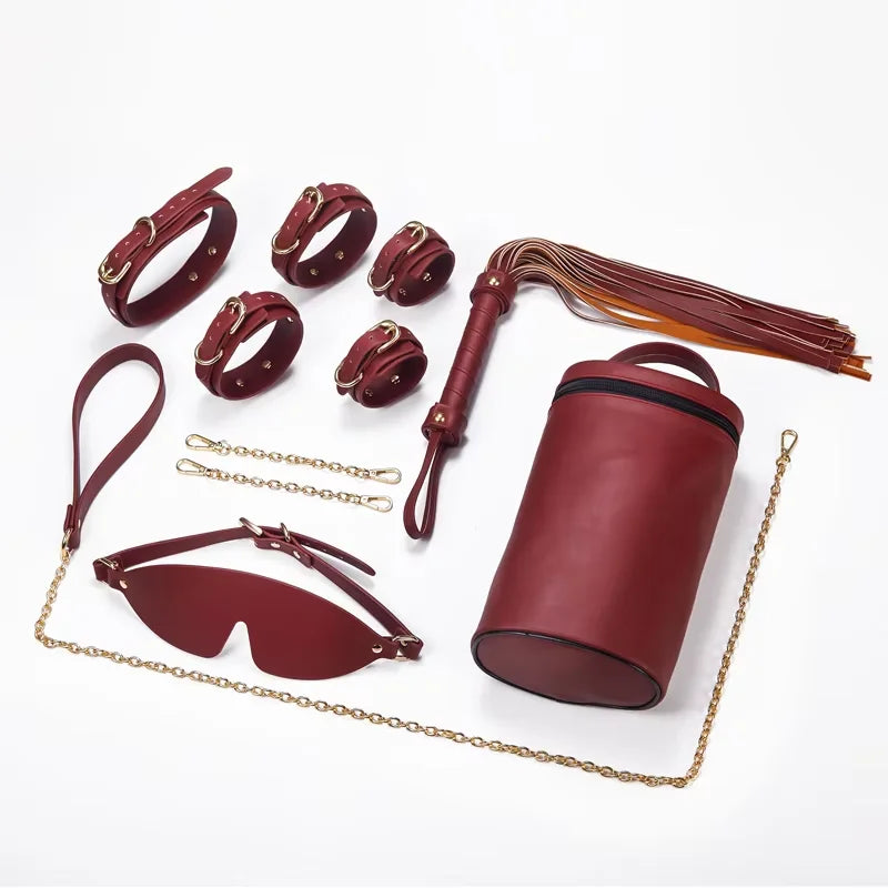 PU Leather Bondage Kit Adult SexToys Kits Erotic Products for Couples Flirting BDSM Bondage Restraints Kit Sex Toys Men Women