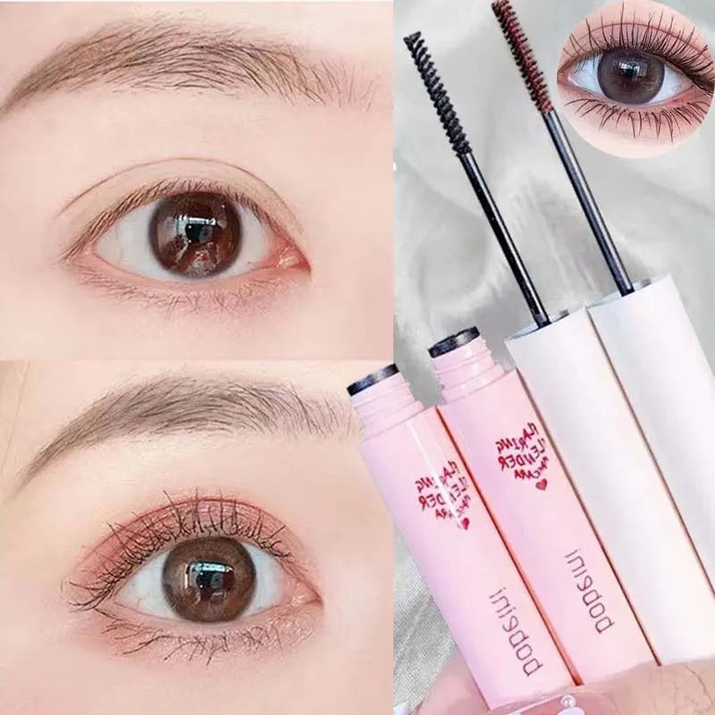 Ultra-Fine Brush Mascara Lasting Waterproof Silk Fiber Curling Lengthens Eyelashes Fast Dry Matte Brown Black Mascara Comestics