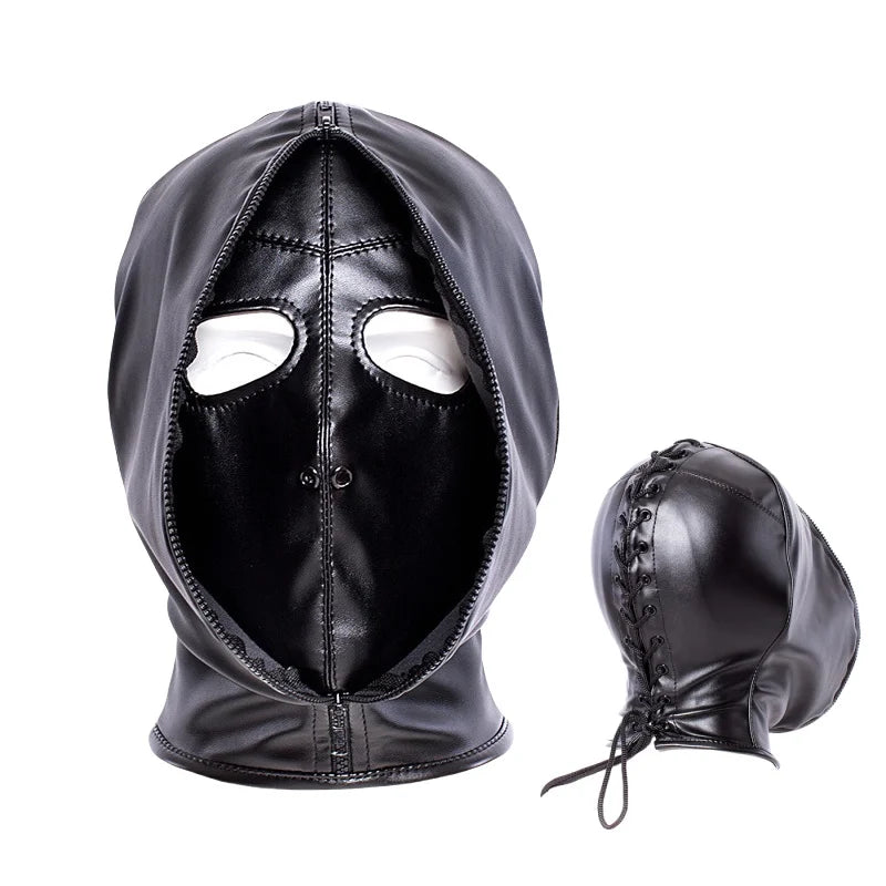 Erotic Restraint Lingerie Set with Unisex Upper Body Bondage Harness Single Glove Hood Mask for Couple BDSM Play Costume