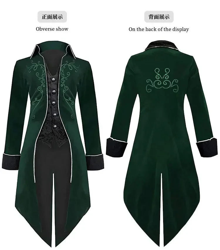 2025 Steampunk Women Men Medieval Dress costume Velet Stand Collar Tailcoat Gothic Vampire Cosplay Jacket Coats S-5XL