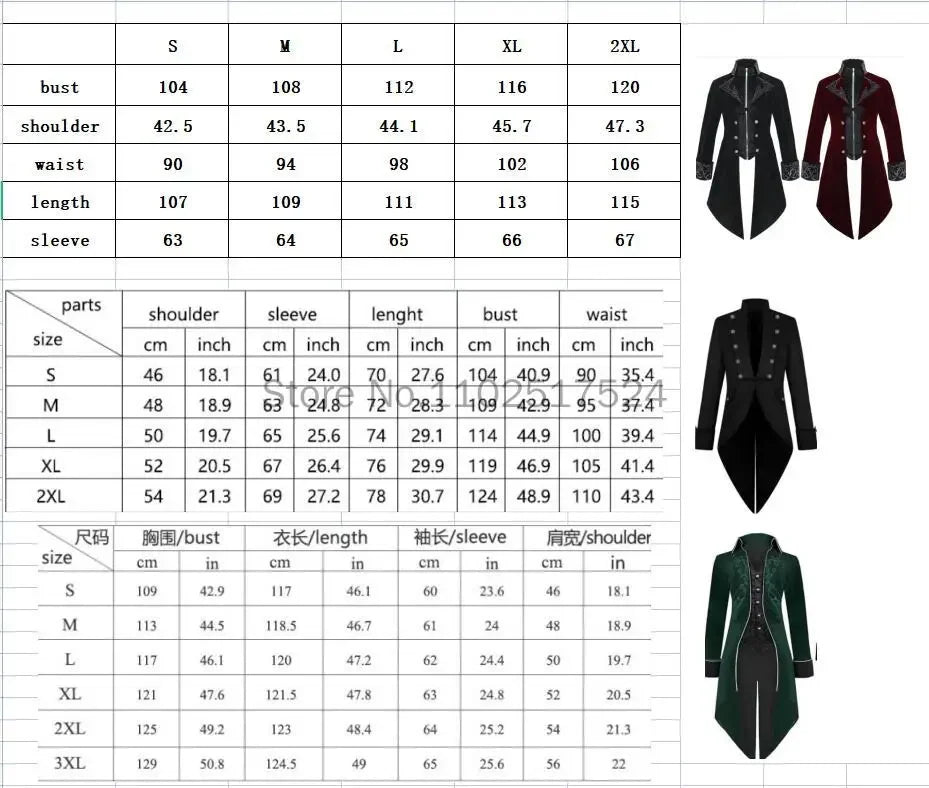 2025 Steampunk Women Men Medieval Dress costume Velet Stand Collar Tailcoat Gothic Vampire Cosplay Jacket Coats S-5XL