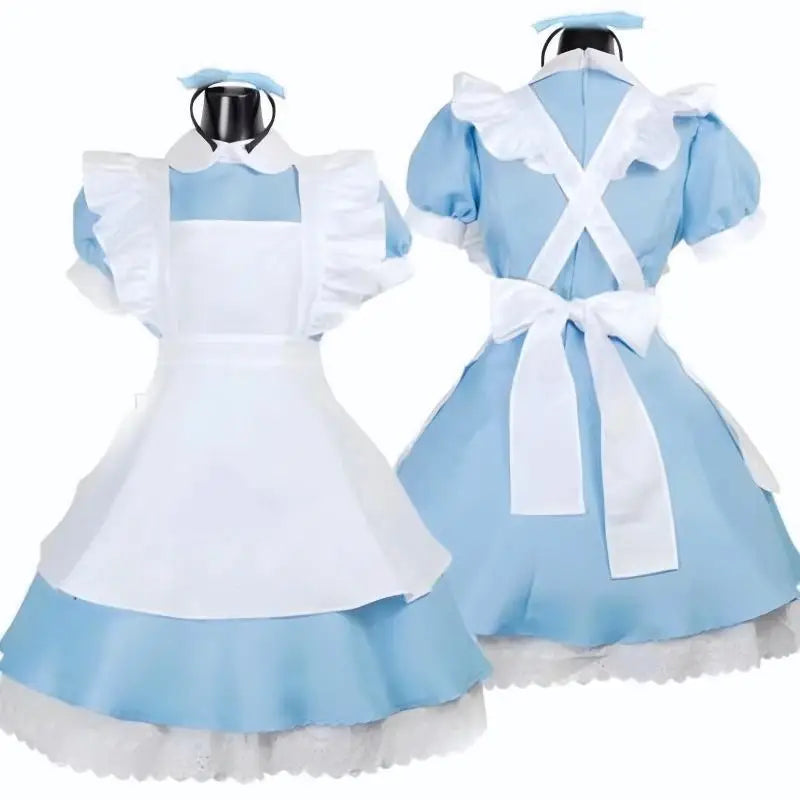Women Lolita Dress Maid Apron Fantasia Carnival Skirt Cosplay Costumes Halloween Clothing Masquerade Party Alice In Wonderland