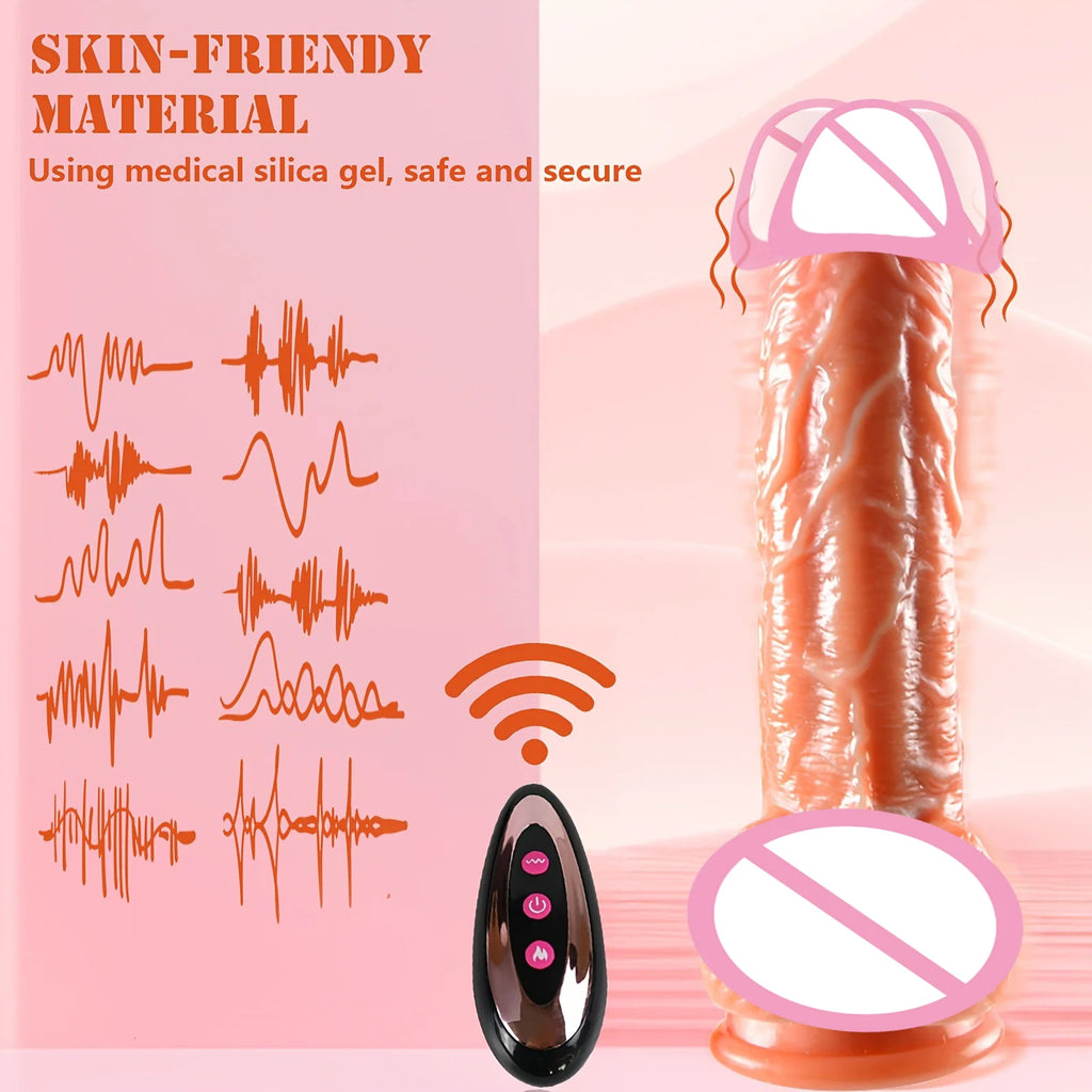 Realistic Dildo Telescopic with Heating Thrusting Vibrator Female Stimulator Big Penis Anal Plug Erotic Sex Toys for Women 18+