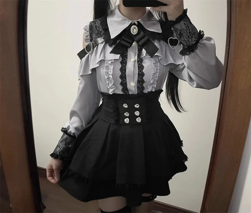 Jirai Kei Outfit Lolita Girl Cosplay Jk Uniform Cute Dress Black Skirt Women Costume Stage Performence Clothes Anime Dresses